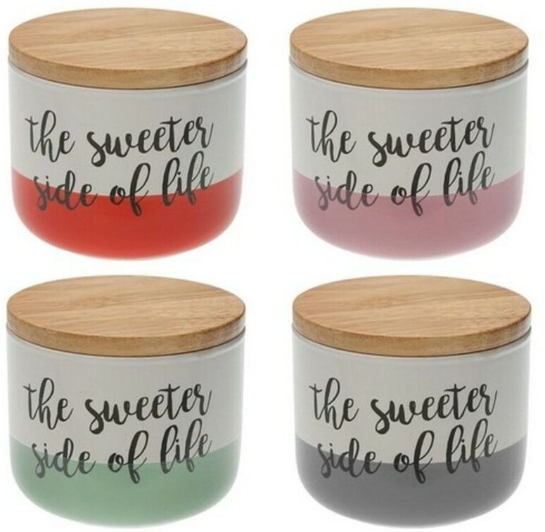 Gefäß Versa The Sweetes Side Of Life Biegsam Porzellan Holz (10 x 8,2 x 10 cm)