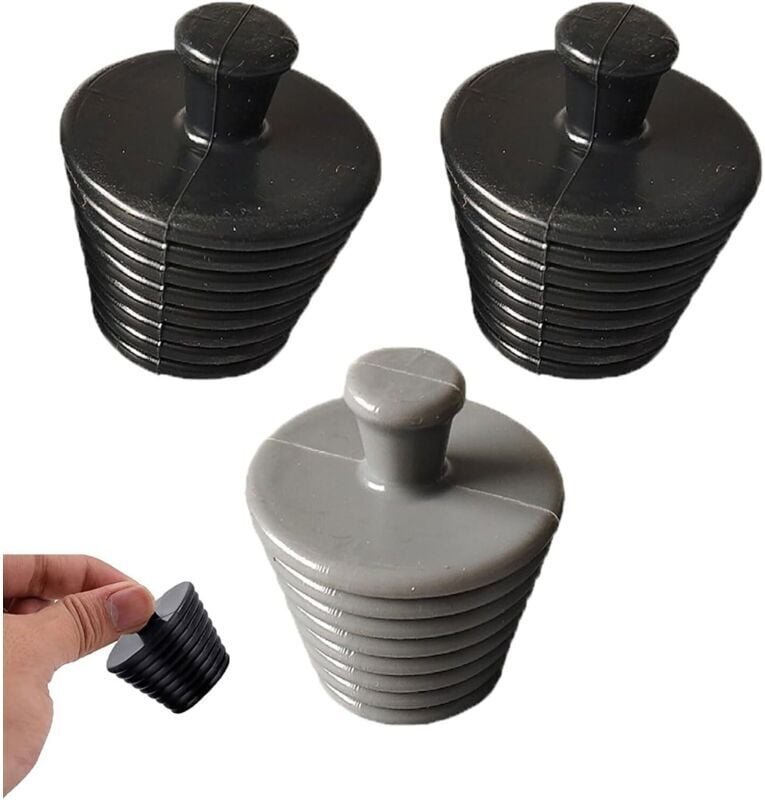 3 tappi per vasca in silicone, tappi universali per vasca da bagno per lavello da cucina e bagno (nero e grigio) - KZQ