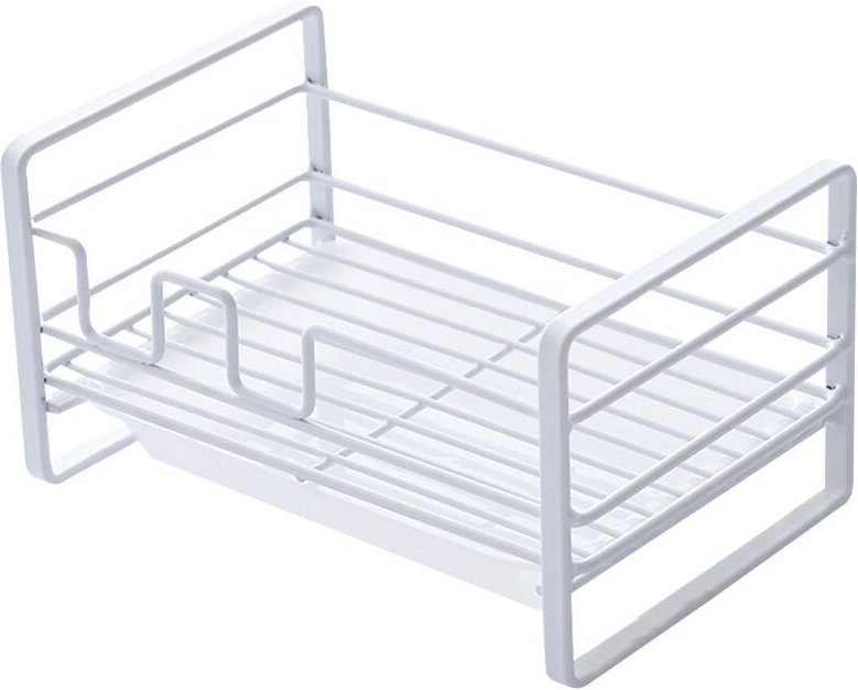 Ersandy - Spülkorb mit herausnehmbarem Tablett, Küchenspüle-Organizer, Weiß