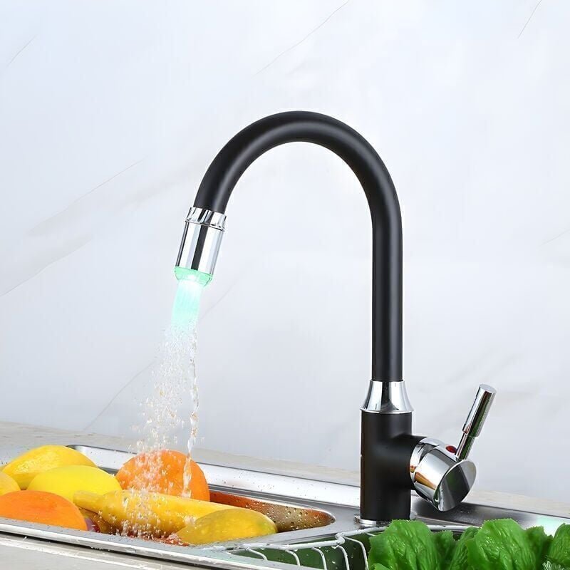 Hochwertiger Küchenhahn aus Kupfer, doppelter Wasserauslassmodus, galvanisiertes Finish, präzise Warm- und Kaltwasserreg...