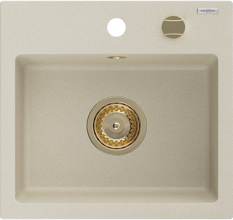 Thumbnail - Mexen Milo 1-Becken-Granit-Spüle 435 x 410 mm, Beige, Siphon Gold - 6505441000-69-G