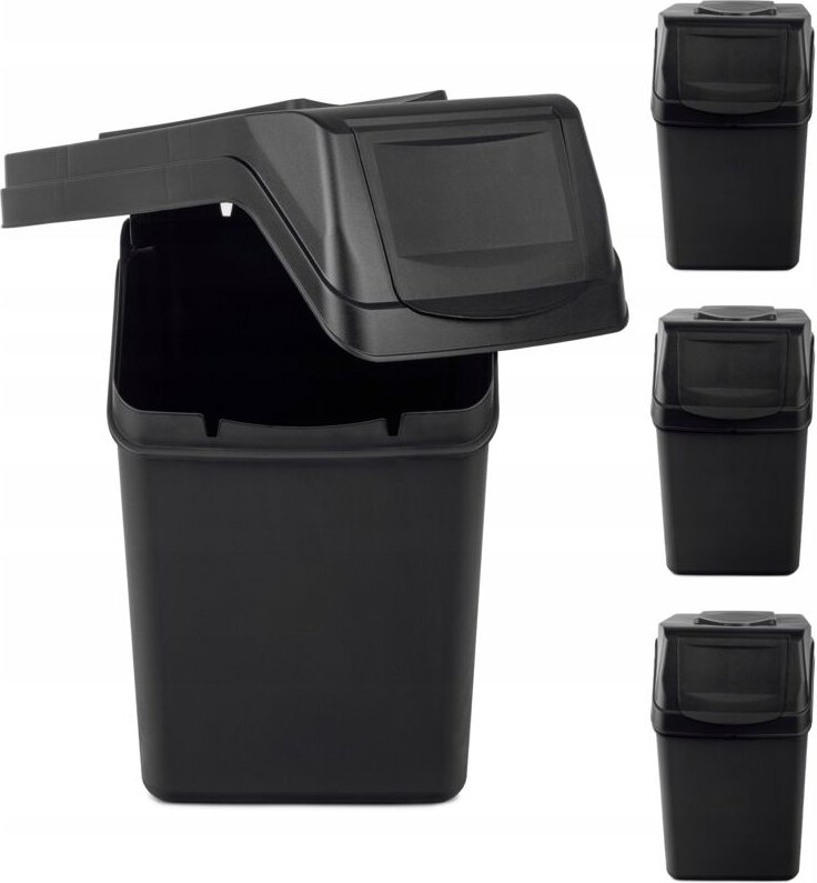 4er-Set Recycling-Mülleimer 25 l mit Aufklebern - Kadax