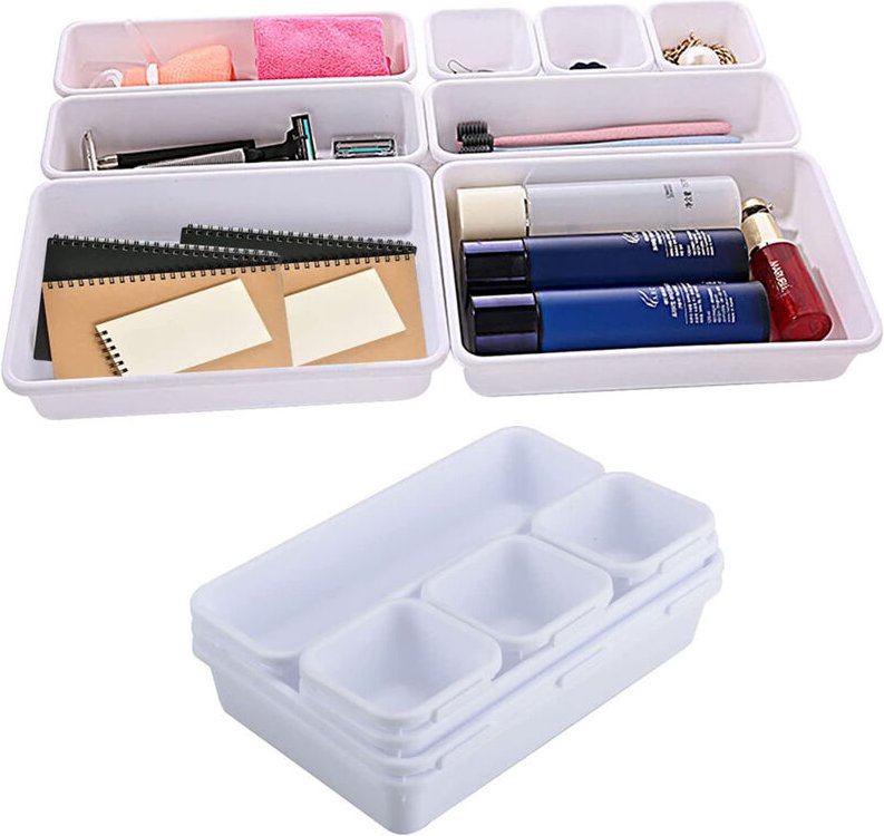 Sinbinta - 16er-Set Schubladen Ordnungssystem Büro, Kunststoff Schreibtisch Organizer, Schublade Organizer Büro für Küch...