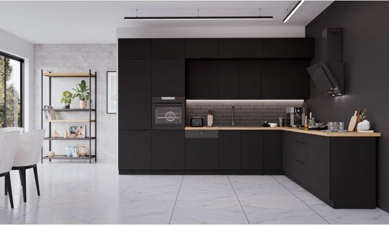 Küchen Preisbombe - Winkelküche siena 350x290 cm Küchenzeile Eckküche Küche Schwarz matt xl Stauraum