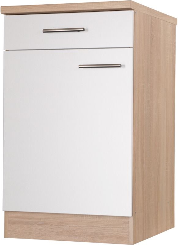 Unterschrank Küchenschrank mit Schublade 50 cm Eiche Sägerau Weiß Merle Respekta