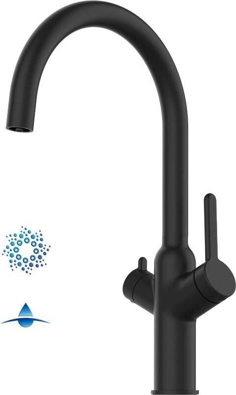 Thumbnail - 4 Wege Wasserhahn Kueche Spueltischarmatur Schwarz Matt Kuechenarmatur mit u 360 schwenkbarem Auslauf - bod Design