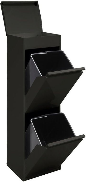 Top Recycling Abfalleimer / Mülleimer aus Stahl mit Aufbewahrungsbox mit Deckel, Mülltrennsystem mit 2 entnehmbaren Inne...