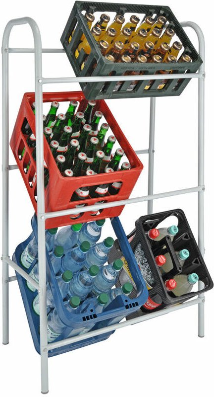 Metall Kastenständer für 6 Kisten - weiß - Kistenregal aus Stahl