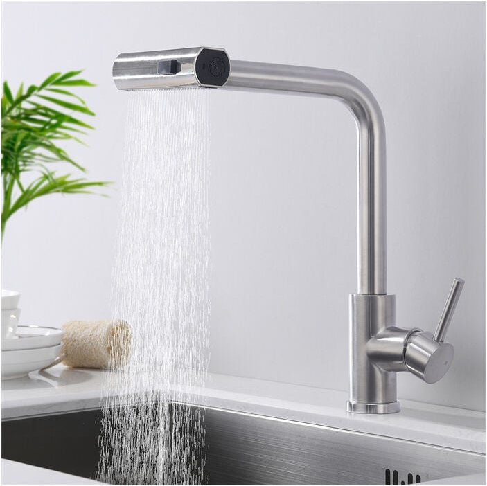 Küchenarmatur mit Drei Strahlarten 360° Drehbar Küchenwasserhahn Edelstahl Wasserhahn Küche Ausziehbar Mischbatterie für...