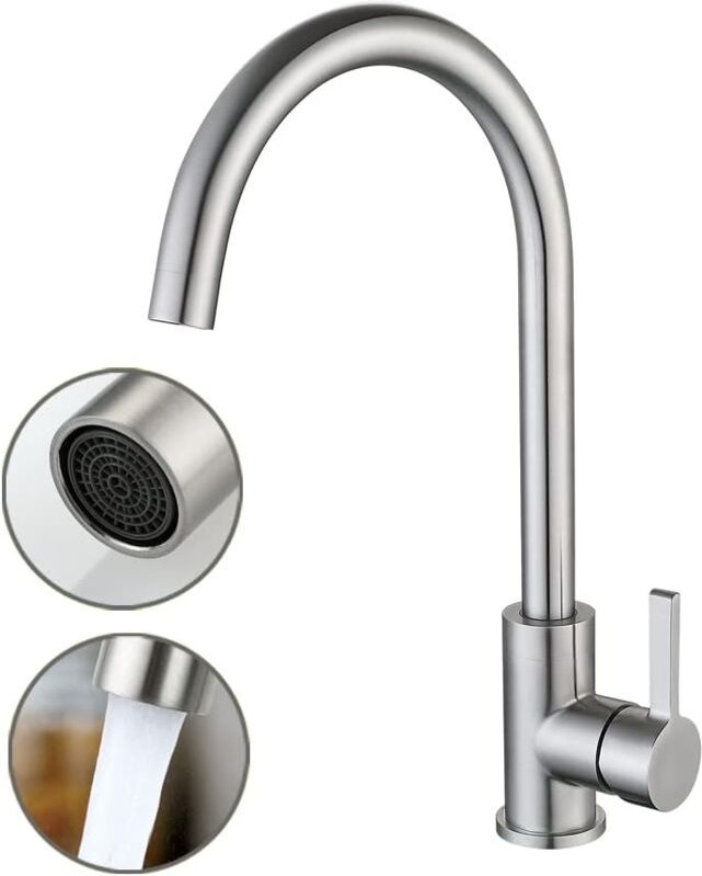 Küchenarmatur, 360° schwenkbarer Küchenmischbatterie aus Edelstahl, Einhebel-Warm- und Kaltwasser-Spültischarmatur für K...