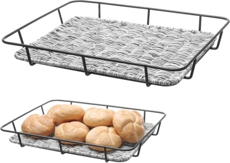 Brotkorb mit Edelstahlrahmen, Melangegrau, 400x300x50 mm - Hendi 426524