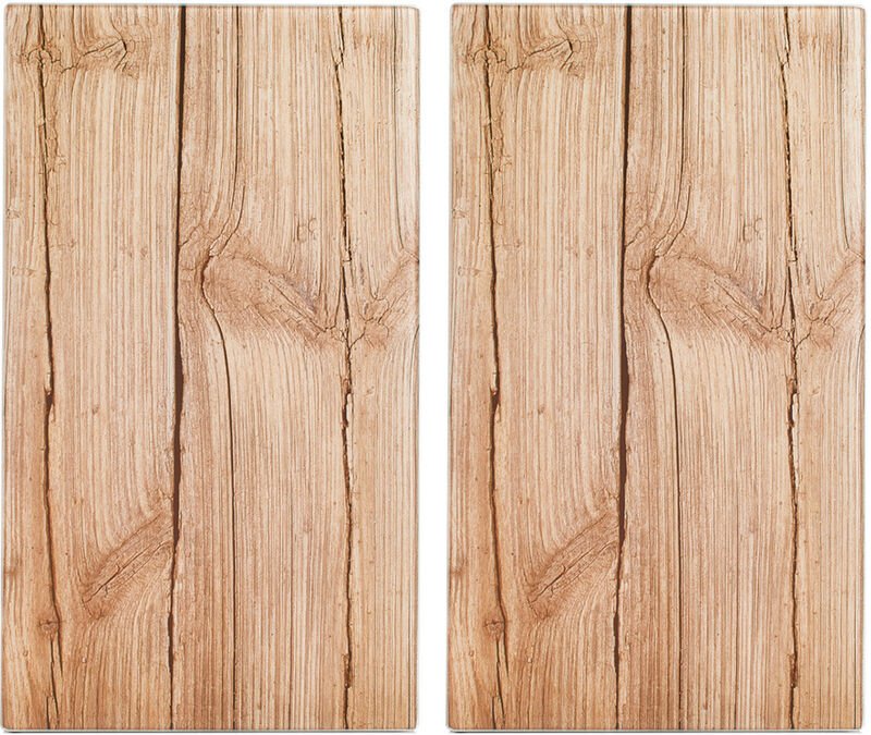 Zeller - 26277 Herdabdeck-Schneideplatten 'Wood', 2-er Set, Glas