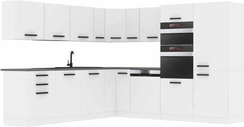 Thumbnail - Küchenzeile Küchenblock Küche L-Form Jane Küchenmöbel mit Griffe, Einbauküche ohne Elektrogeräten mit Hängeschränke und ...