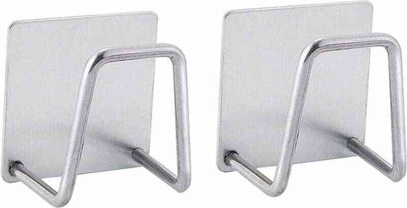 2er-Pack selbstklebende Schwammhalter für die Küche, Installation ohne Bohren, Edelstahl, rostfrei und wasserdicht, Silb...