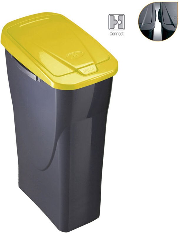 Eimer 25 Liter Ökobehälter mit Deckel gelb 21,5x36x51cm Mondex