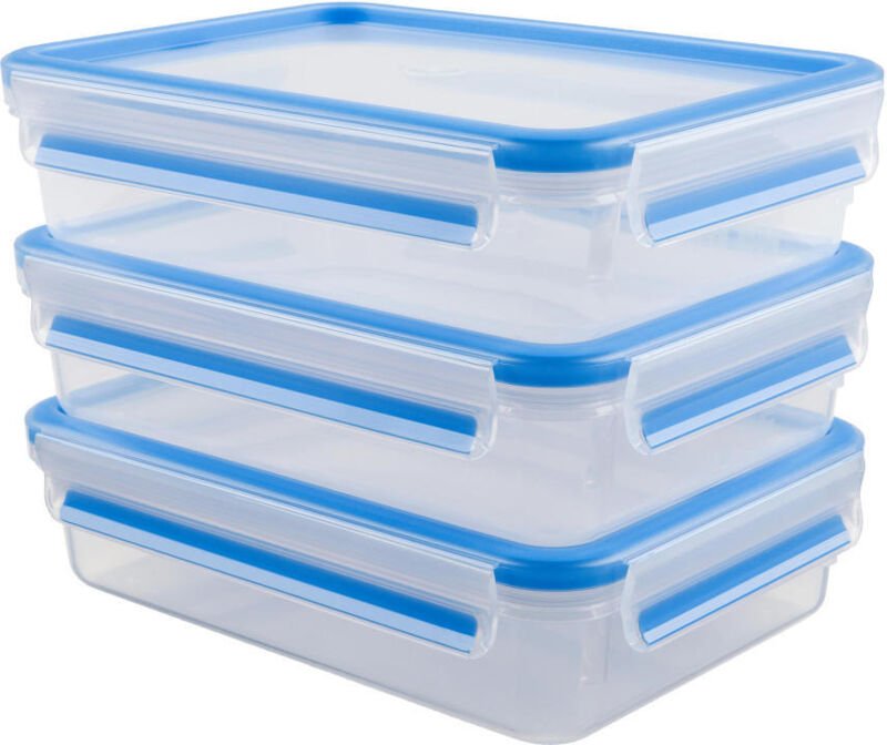 Emsa Clip & Close 2.0 Frischhaltedose, 3er Set, Frischhalte Box, Dose, Transparent, 1.2 L, 515645