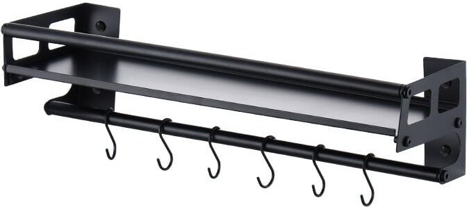 Crediri Küchenutensilienhalter mit 8 Haken, zum Kleben/Bohren, 2 Möglichkeiten zur Installation des Aufbewahrungsregals ...