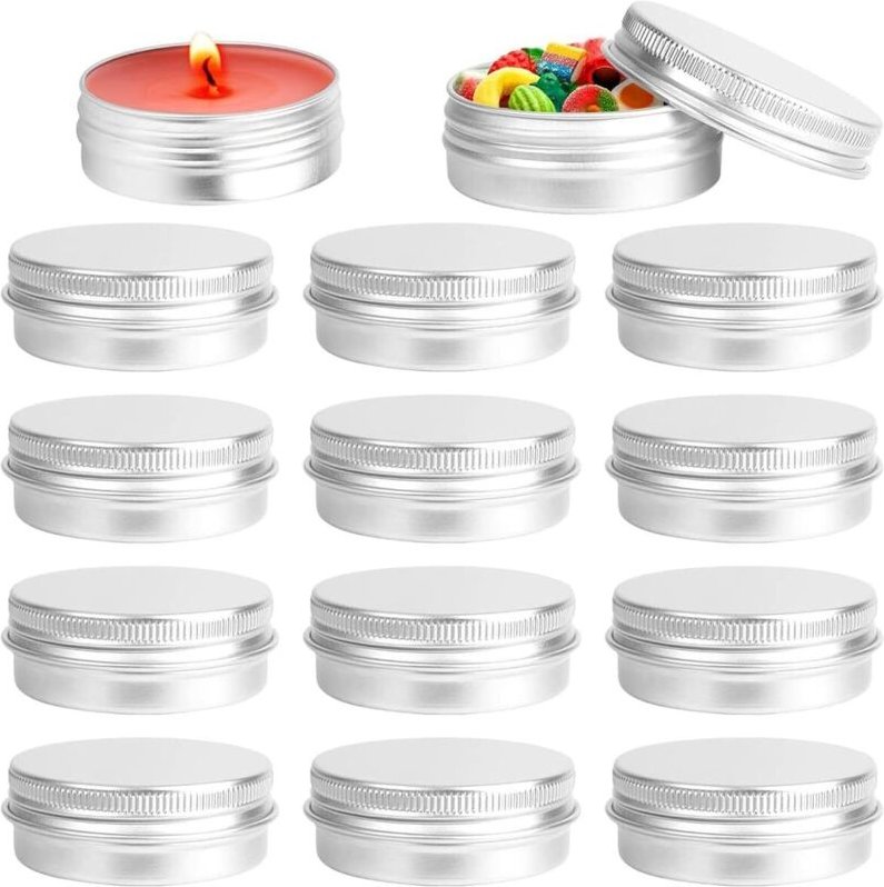 12 Stück 30 ml silbernes Aluminiumgefäß, runde Metalldosen, Aluminiumdosen, leere runde Blechdosen, Probenbehälter, Lipp...
