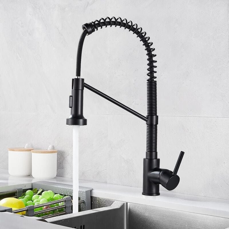 Wasserhahn Küchemit Spiralfeder, Küchenarmatur mit Ausziehbarer Handbrause, 360° Drehbarer Küchenmischer mit 2 Sprühmodi...