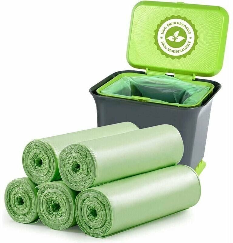 100 kompostierbare Müllsäcke, 20 Liter dick, für Lebensmittel-, Haushalts- und Küchenabfälle.
