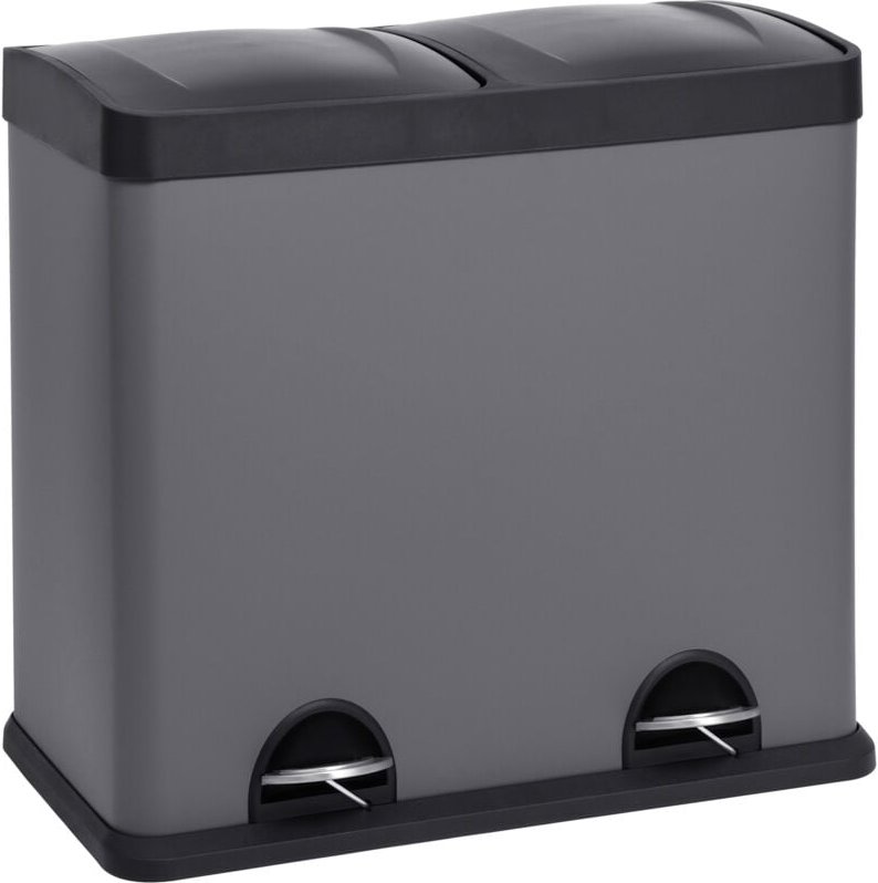 Thumbnail - Svita - T2X24 Mülleimer Papierkorb Abfalleimer Mülltrennung 48L Stahl Grau