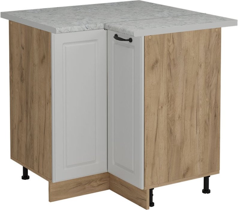 Vicco - Eckunterschrank R-Line, Weiß Landhaus, 75.6 cm ap Marmor