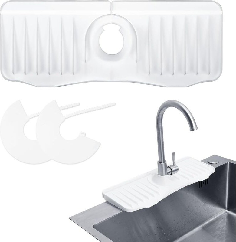 Silikon-Wasserhahnmatte, Spritzschutz für die Küchenspüle, Silikon-Tropfmatte für den Wasserhahn, Abflussmatte mit zwei ...