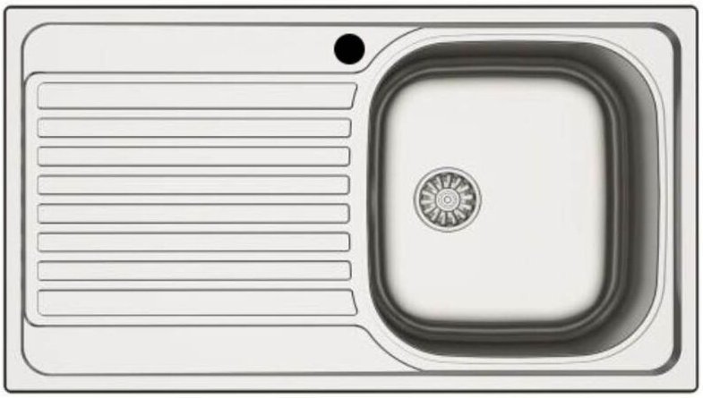 Edelstahlspüle 86x50 cm mit Abtropffläche
