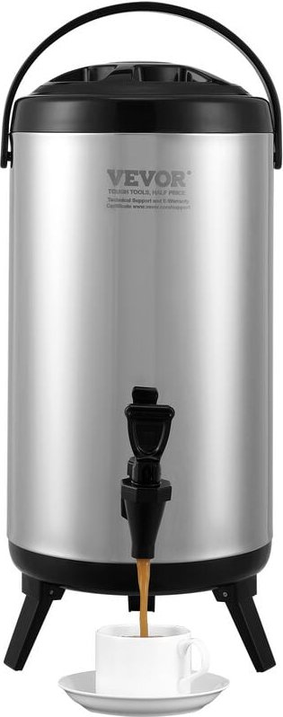 Vevor Heiß- und Kaltgetränkespender Getränkespender 9,2 l, Edelstahl Heiß- und Kaltwasserbrunnen Großer Getränkespender ...
