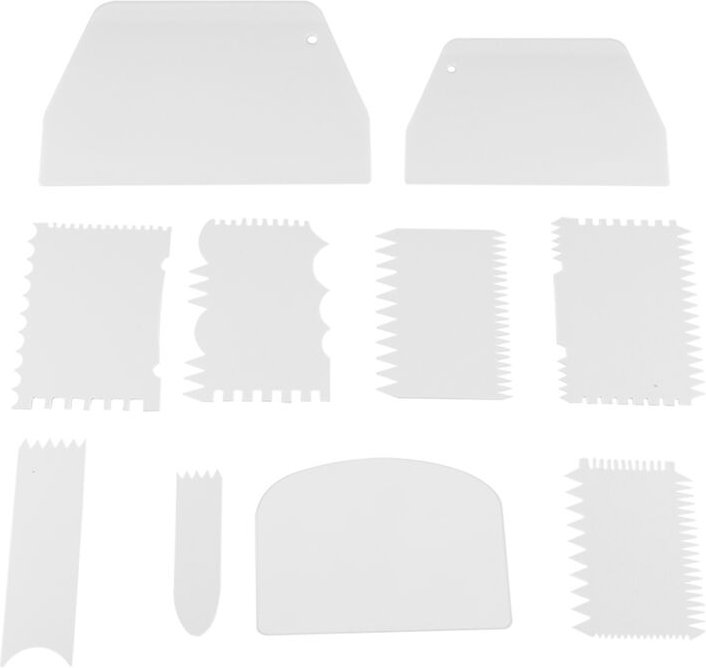 10-teiliges Backschaber-Set aus lebensmittelechtem Kunststoff, Teigschaber zum Schneiden von Gebäck und Glätten von Glas...