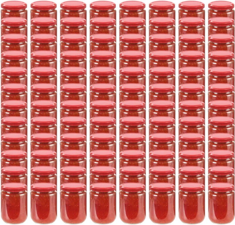 Marmeladengläser mit Rotem Deckel 96 Stk. 230 ml Vidaxl