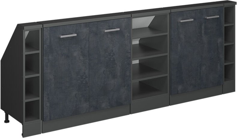 Dachschrägenschrank-Set Rion, Schwarz Beton/Anthrazit, 5er Set, Vicco