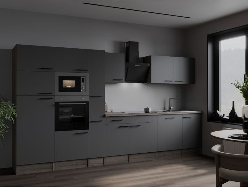 Küche Küchenzeile Küchenblock Eiche York Grau Matt Oliver 370 cm Respekta