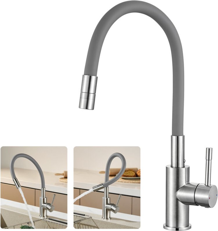 CECIPA MAX flexible Küchenarmatur mit 2 Strahlarten, Hochdruck flexibler Wasserhahn, 360° Drehbar Einhandmischer für die...