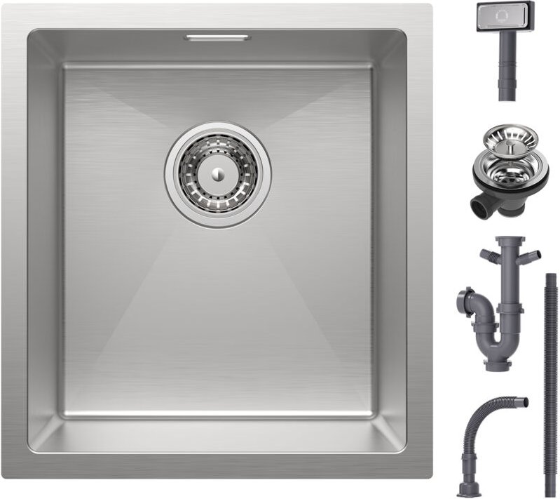 Cecipa Küchenspüle Einbauspüle 40 x 44 cm Edelstahlspüle Gebürstete, Quadrat