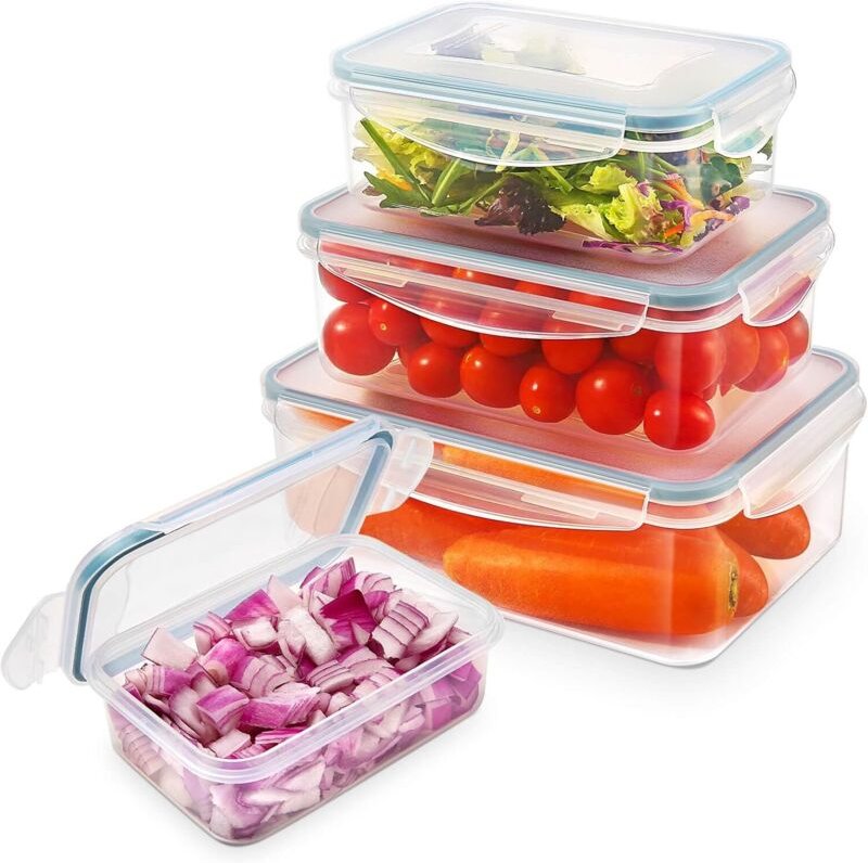 Lebensmittelbehälter-Set, 4-teilig, wiederverwendbare Kunststoff-Lebensmittelbehälter mit luftdichten Deckeln, BPA-frei,...