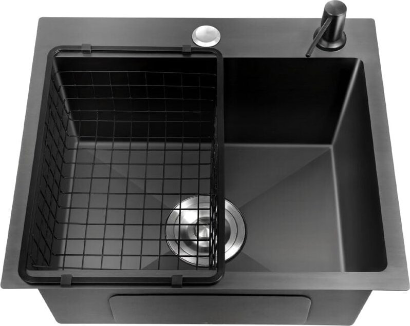 Küchenspüle Set 45 x 40 x 20cm Geruchsresistenz Küchen Becken Innengröße 41 x 30.5cm mit Seifenspender Überlauf Verhinde...