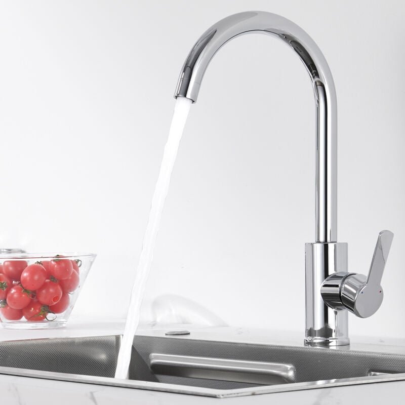 Küchenarmatur, Hochdruck 360° Drehbar Wasserhahn Küche, Edelstahl Mischbatterie Küche, Spülenarmatur mit Einhebel, Chrom...