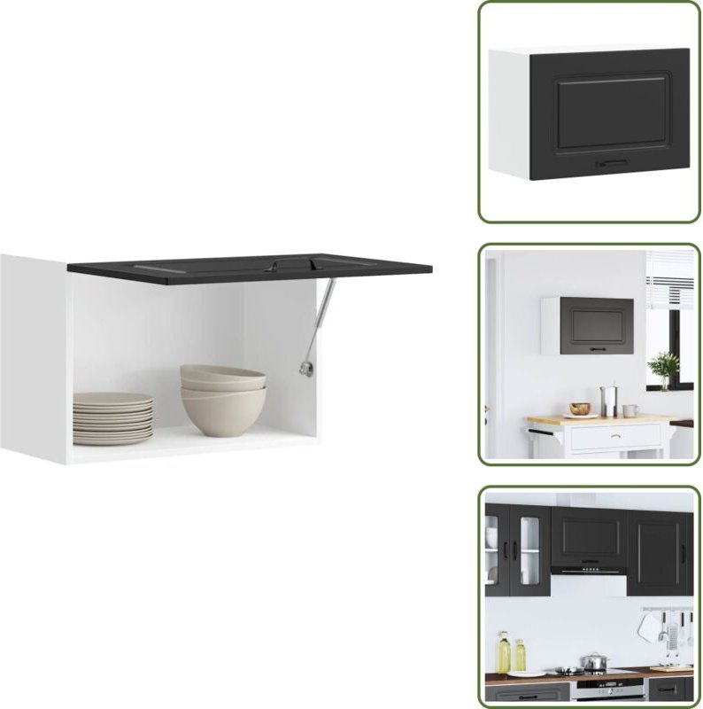 The Living Store Küchen-Hängeschrank Kalmar Schwarz Holzwerkstoff - Küchenmöbel