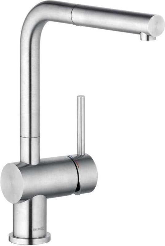 L Steel - Waschtischarmatur mit ausziehbarem Endstück, Edelstahl gebürstet 45851F877 - Kludi