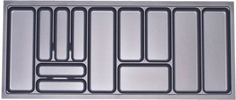 ORGA-BOX I Besteckeinsatz Besteckkasten silbergrau 1200 mm für Blum Tandembox u. ModernBox