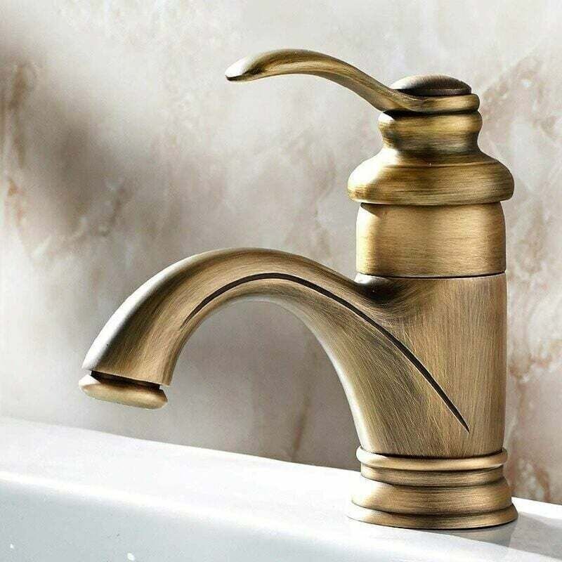 Antiker Retro-Wasserhahn, Waschtischarmatur im europäischen Stil, Mischbatterie für Warm- und Kaltwasser in Bronze-Optik...