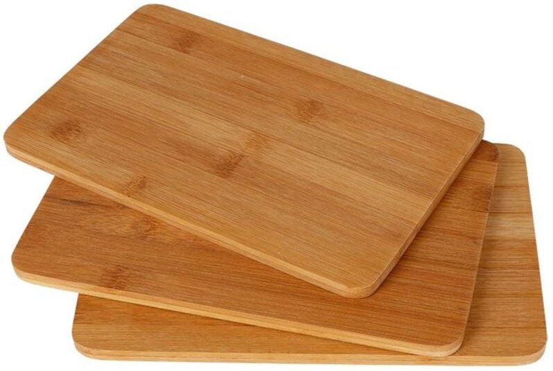 3er Set Frühstücksbrettchen aus Bambus Holz Schneidebrett Küchenbrett Holzbrett 22x14x0,8 cm - Holzbrettchen Set robust ...