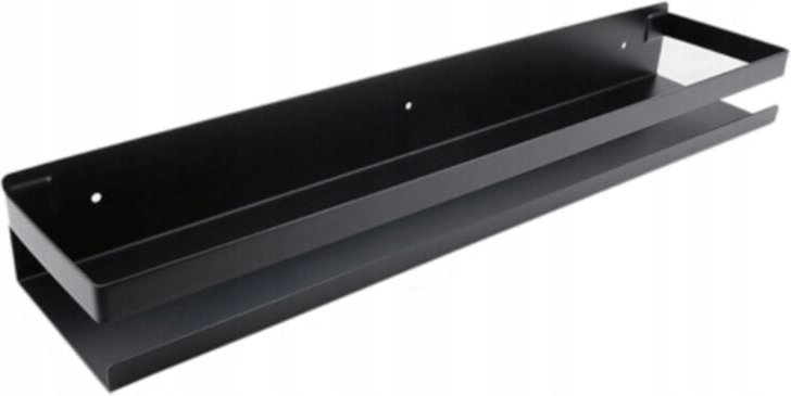 Especiero de pared perforado de acero inoxidable para cocina, color negro, 50 cm