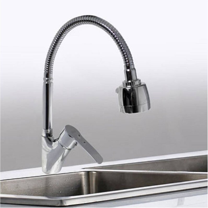 Trade Shop Traesio - Trade Shop - einhand-küchenspülarmatur mit doppelstrahlbrause chrom messing 52342 -