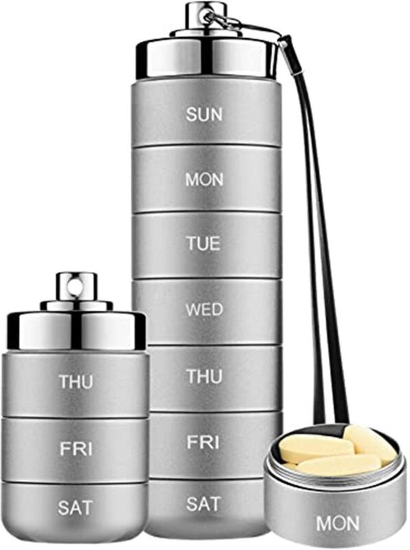 Tabletten-Organizer Aus Metall für die Woche, Stapelbare, Wasserdichte -Pillendose, Pillendose, 7--Medizin-Organizer,