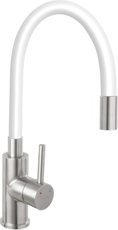 Novaservis - Ferro - Spültischarmatur mit flexiblem Arm, weiß/Edelstahl 70710,4B