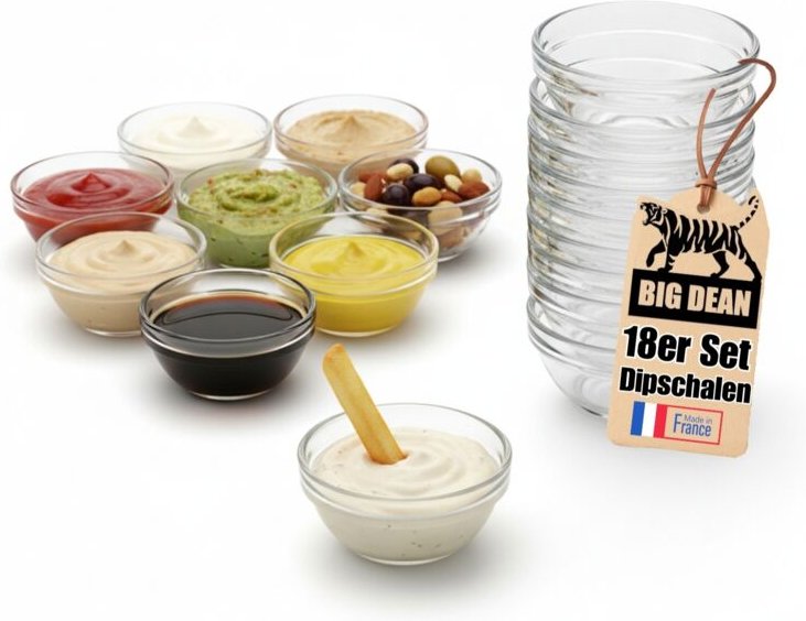 BigDean Glasschüssel, Ø 6 cm, ca 40 ml, 18er Set, kleine Glasschalen, Schale für Konfitüre, Mini Dipschale