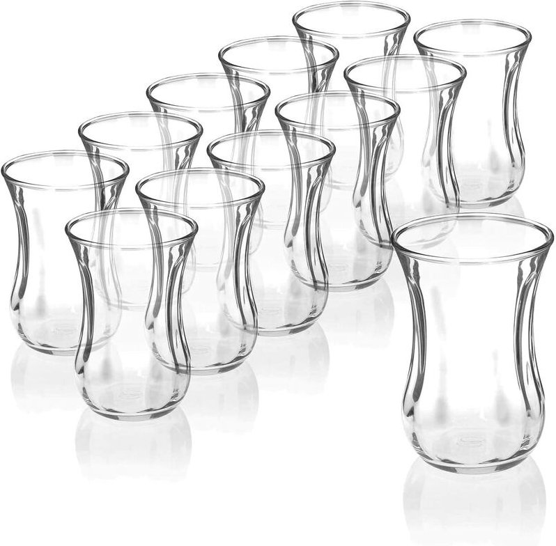 Pasabahce - 12er-Set 42021 Türkische Teegläser Teeglas Tee Glas 'Optik' 120cc Gläser-Set