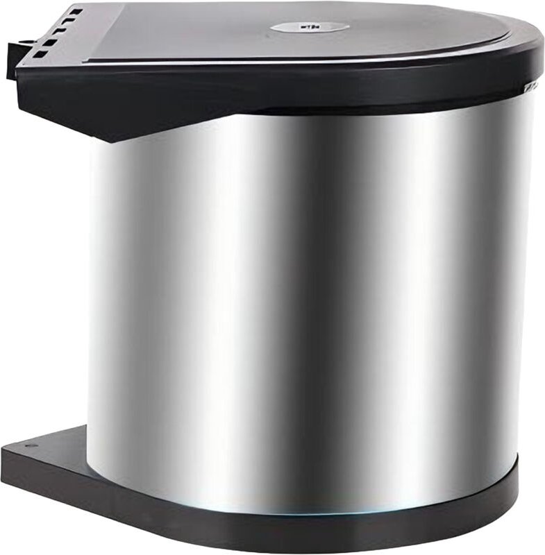 Relaxdays Einbaumülleimer 12 l, Schwingdeckel, HBT 30,5x27x30 cm, Schwenkeimer für Spülenunterschrank, Edelstahl, silber